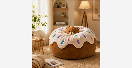 Doughnut Bear Bean Bag Chair | Velvet Fabric Lounge Sofa with Premium Shredded Memory Foam - Model MJ-FF014 | Mingjin Bean Bag China