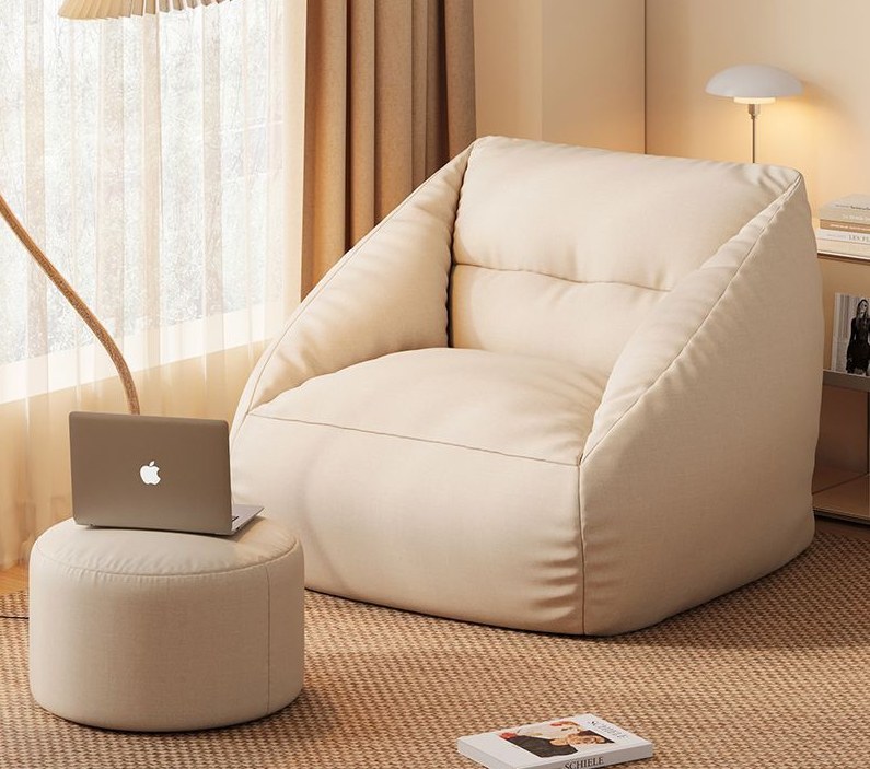 White Drop Bean Bag With Footbeige detail 1
