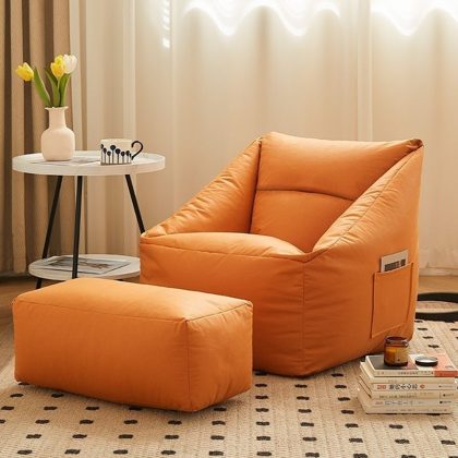 Red Bean Bag Chair With Stool